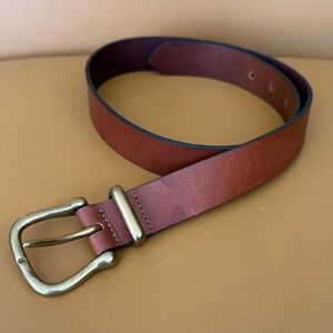 Women's Italian Leather Belt with Antiqued Brass Buckle